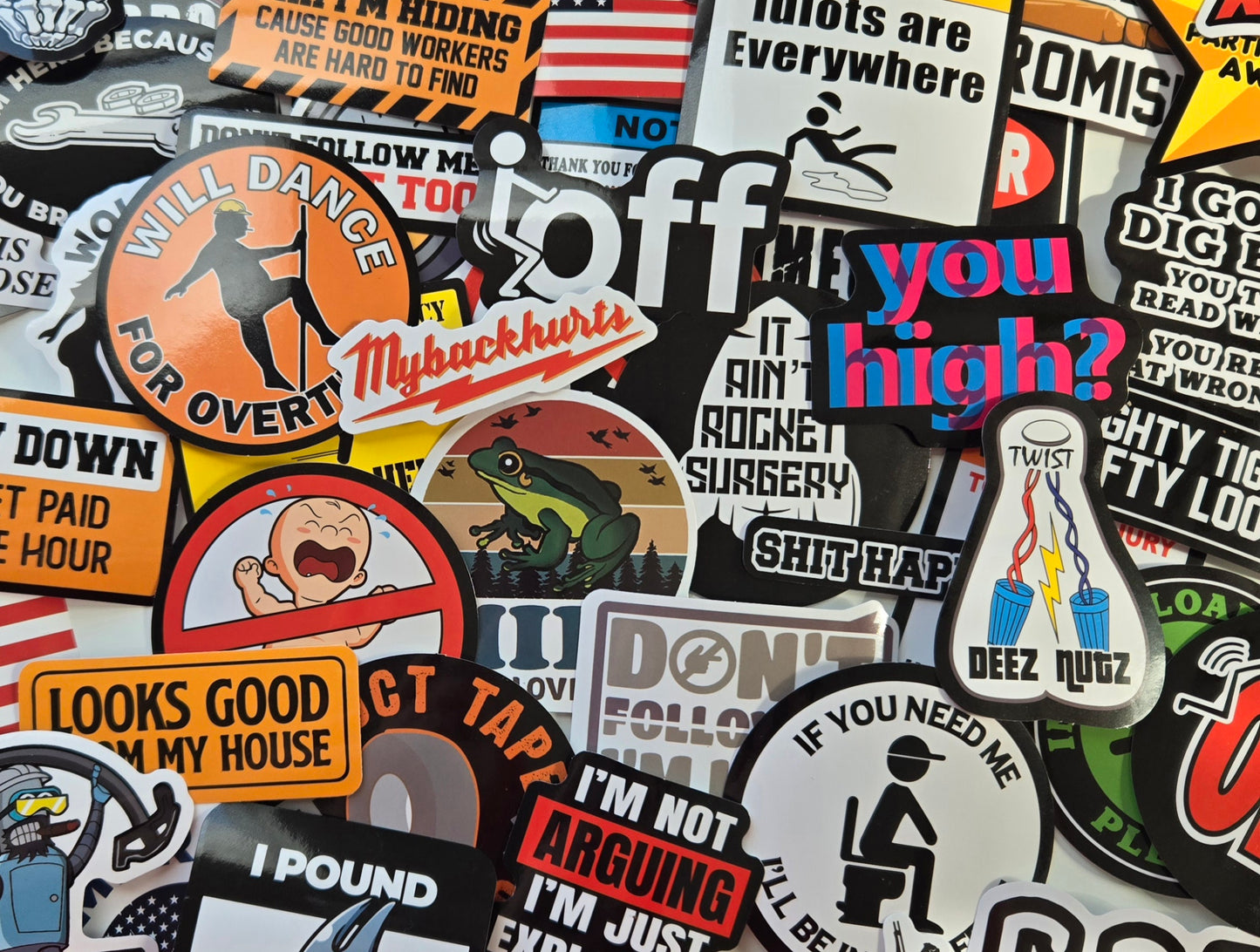 25-150 pack Blue Collar Funny Hard Hat Stickers