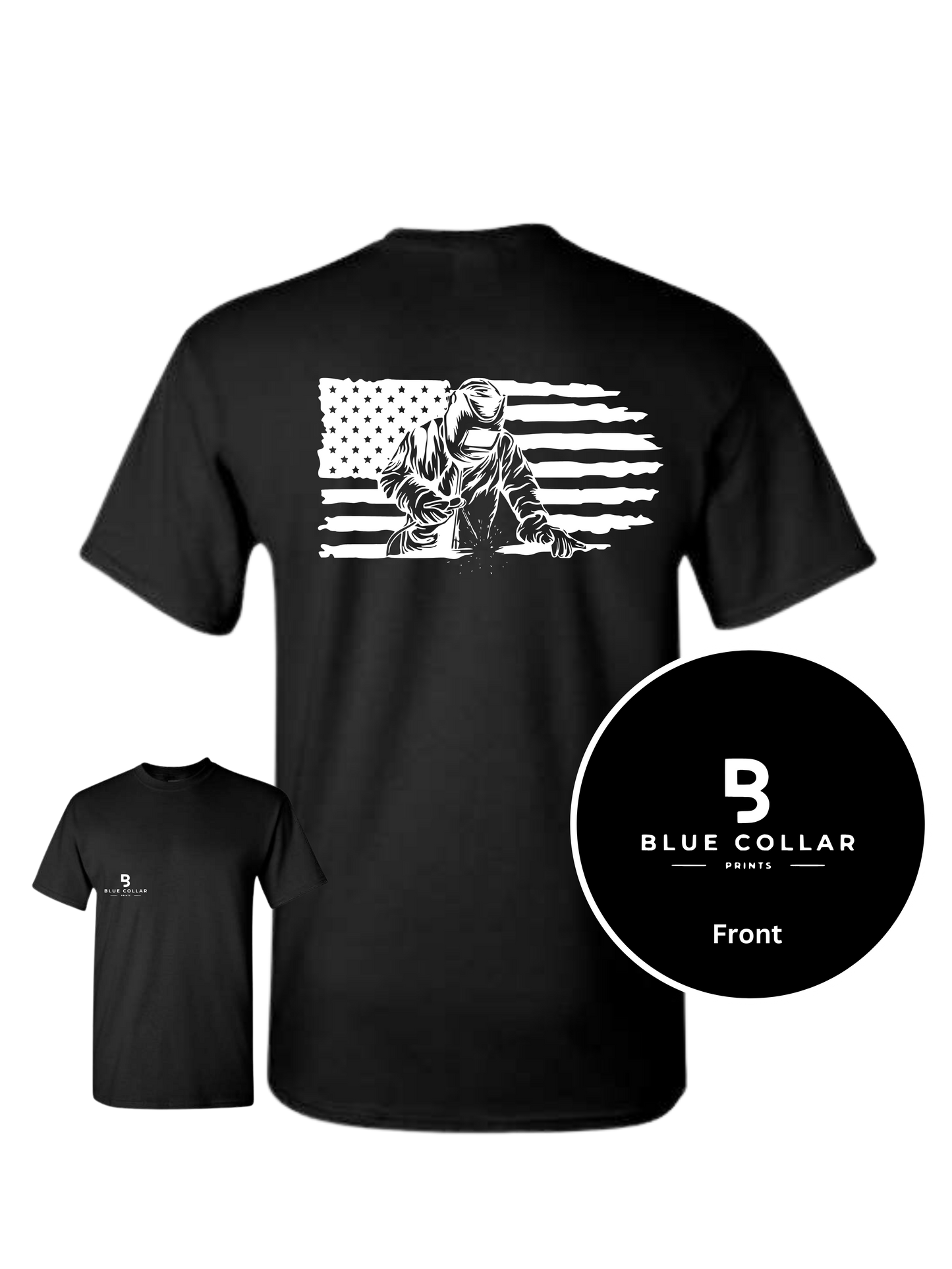 #1018-Stick Welding-Flag Short Sleeve T-Shirt