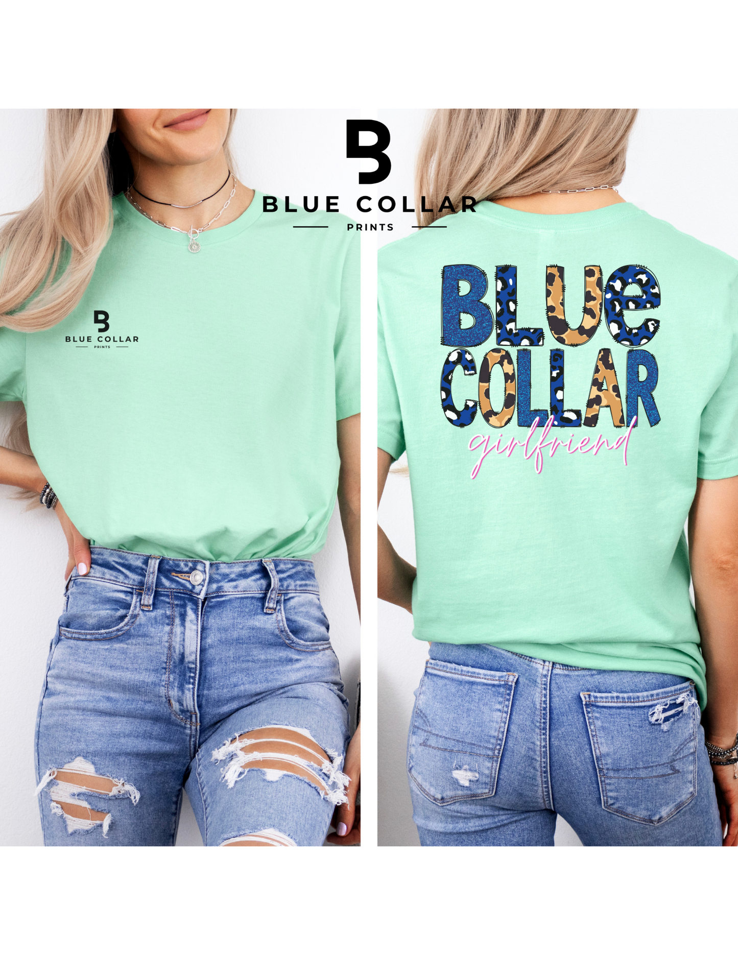 Blue Collar Girlfriend Leopard Hoodie OR T-Shirt