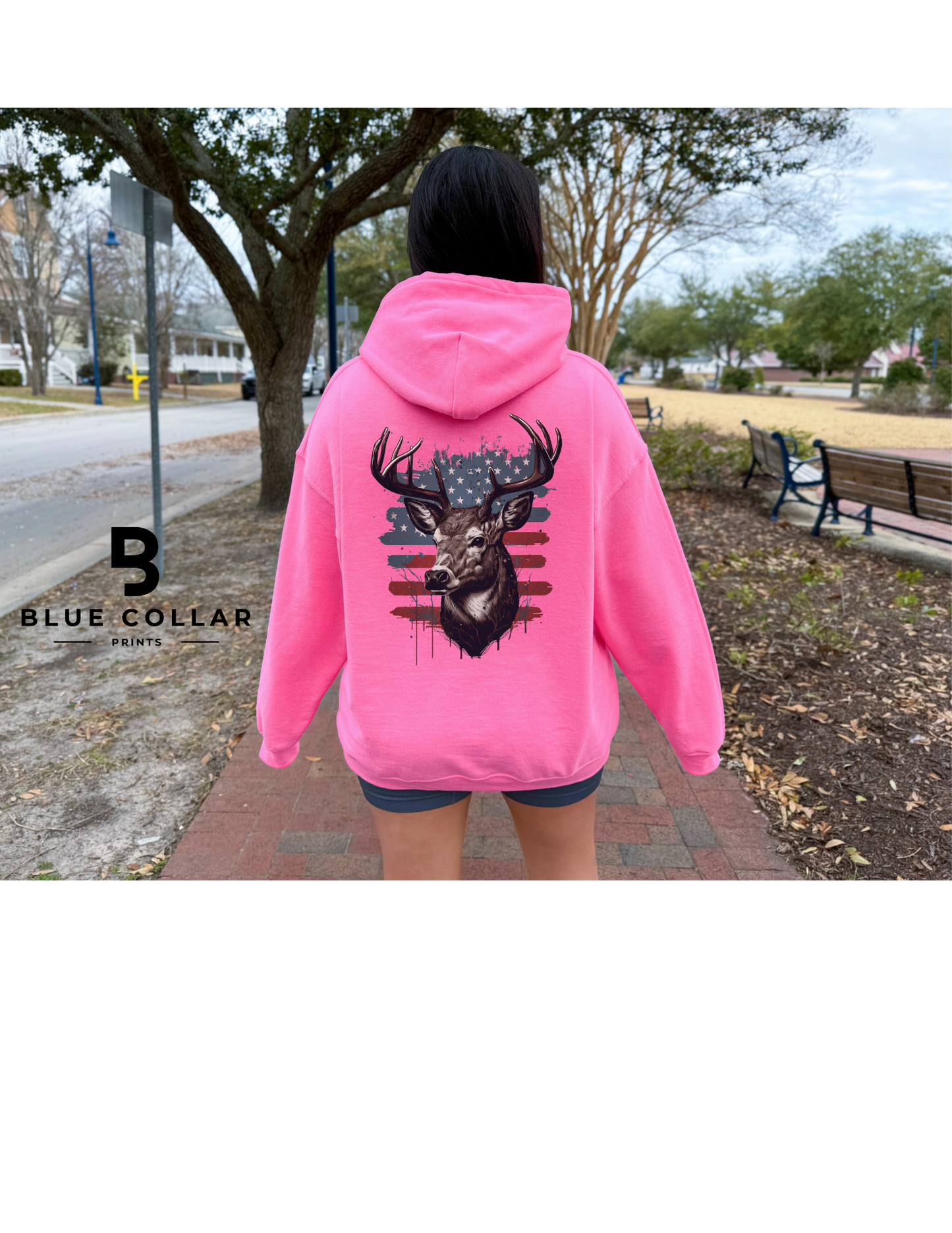 Hunting American Flag Deer Hoodie OR T-Shirt