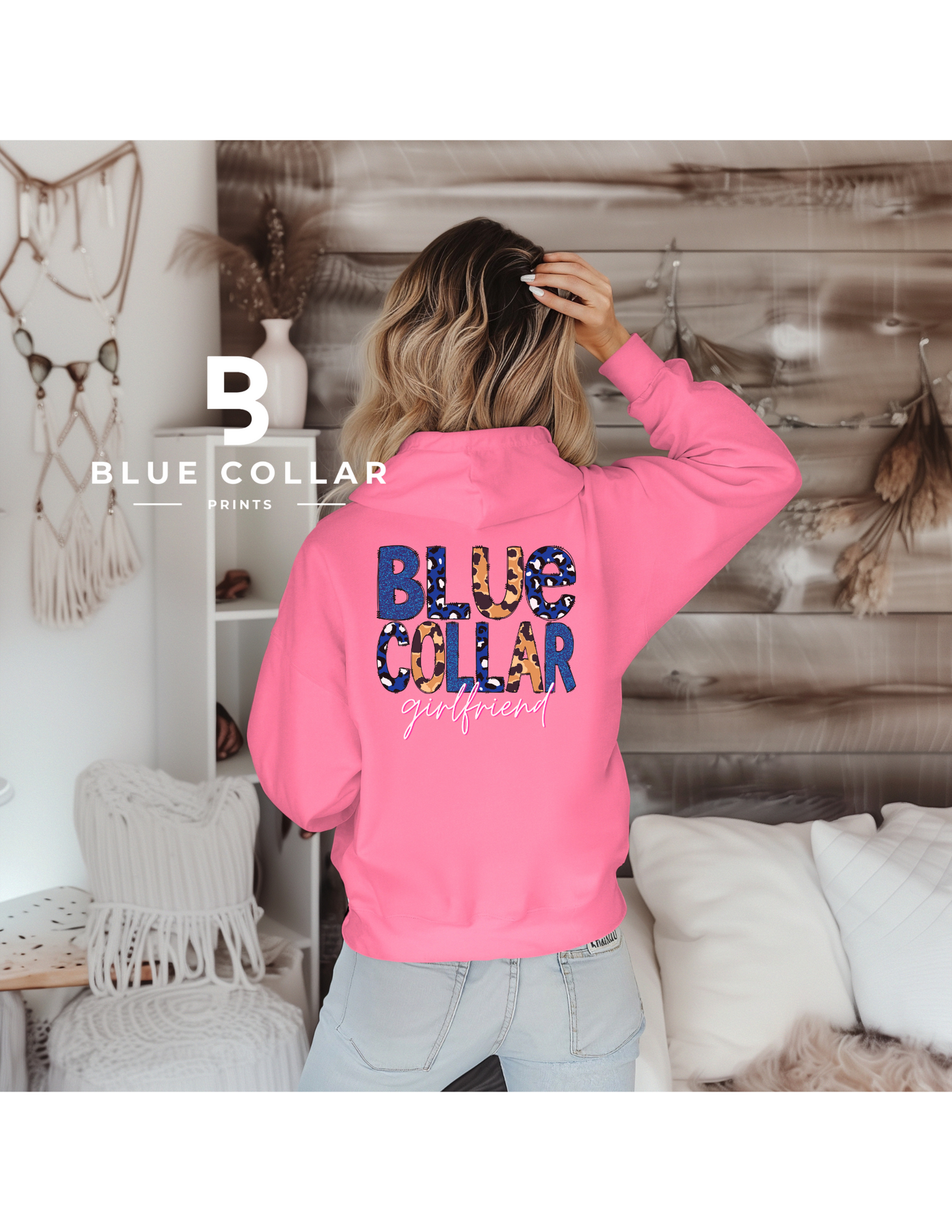 Blue Collar Girlfriend Leopard Hoodie OR T-Shirt
