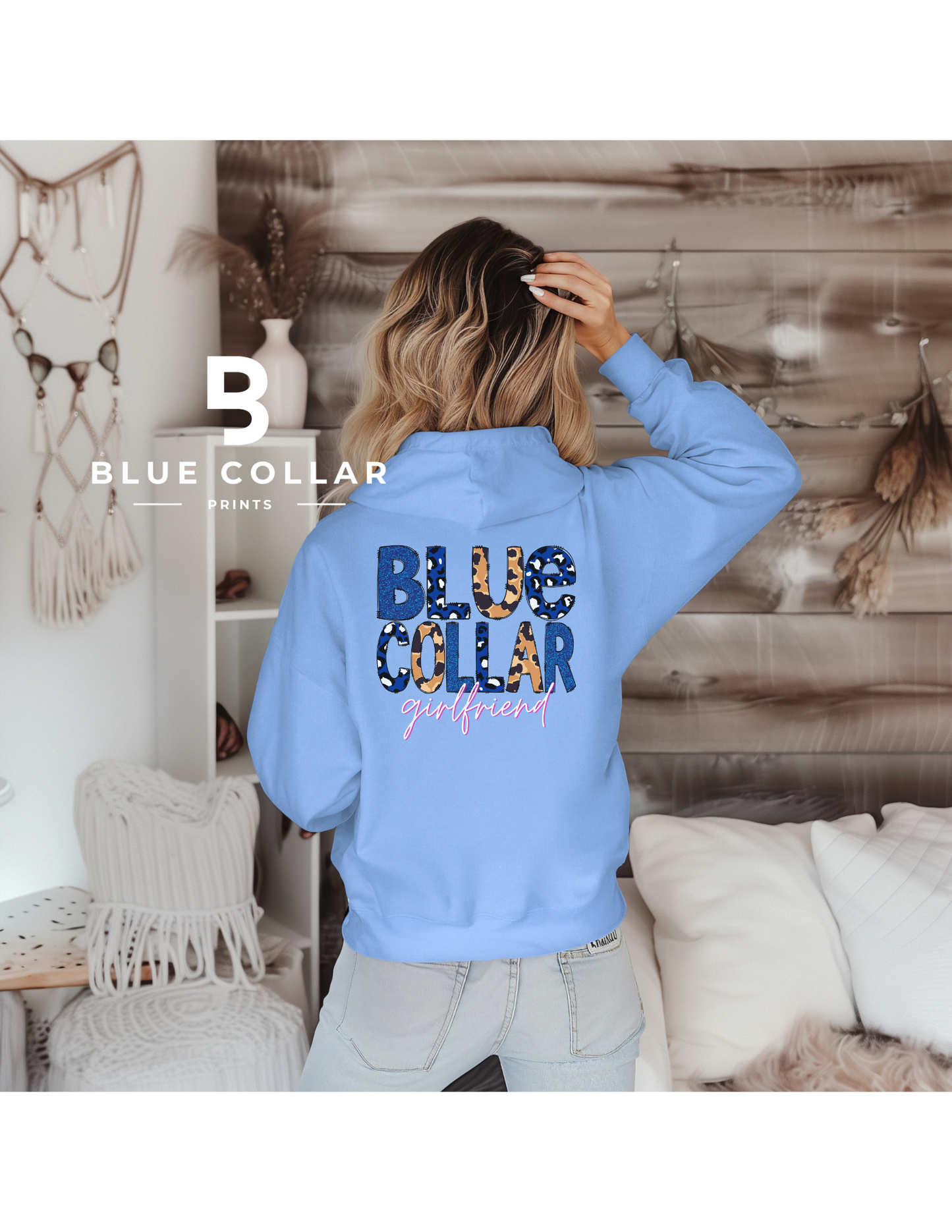Blue Collar Girlfriend Leopard Hoodie OR T-Shirt