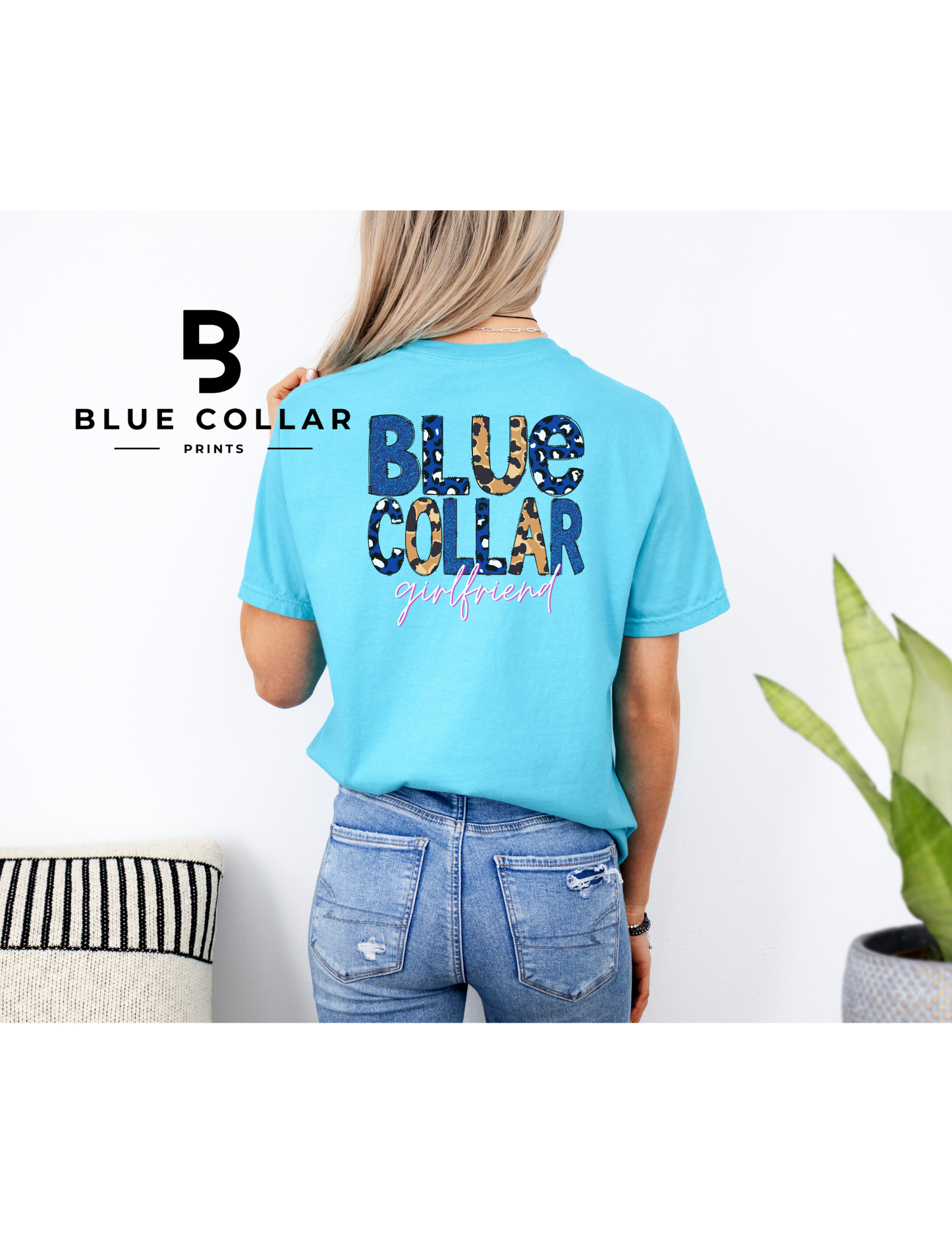 Blue Collar Girlfriend Leopard Hoodie OR T-Shirt