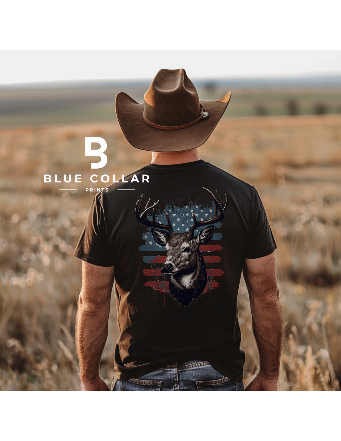 Hunting American Flag Deer Hoodie OR T-Shirt