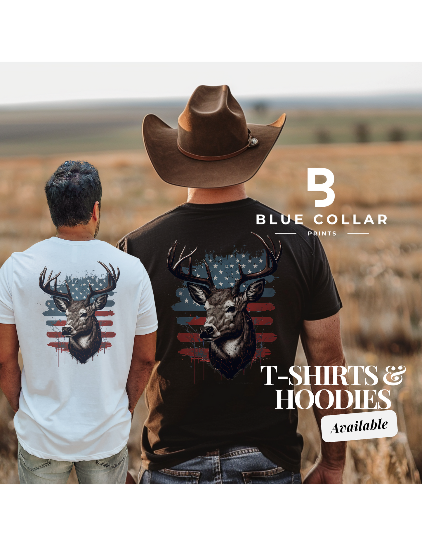 Hunting American Flag Deer Hoodie OR T-Shirt
