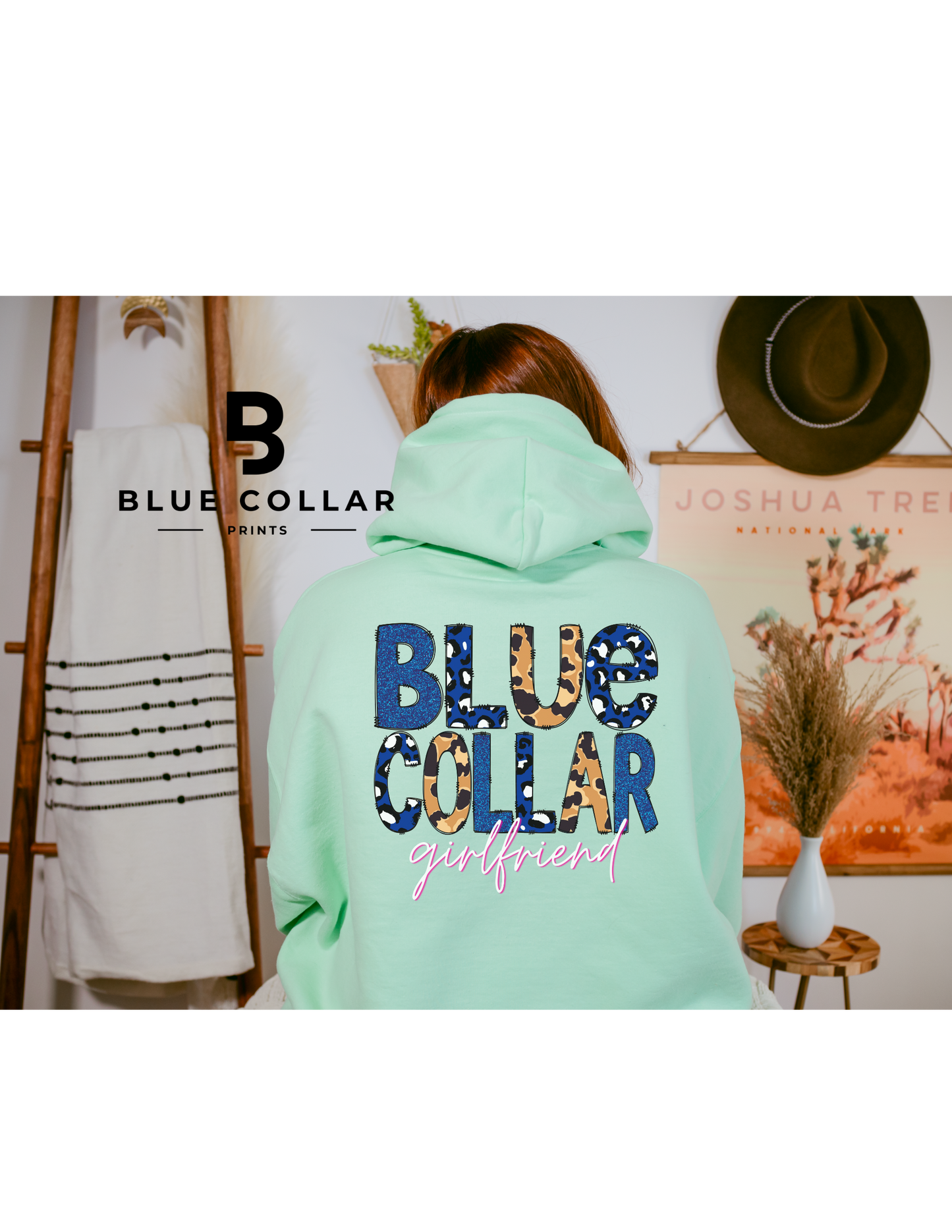 Blue Collar Girlfriend Leopard Hoodie OR T-Shirt