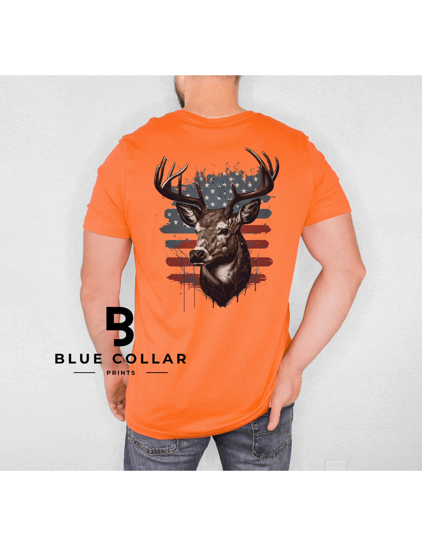 Hunting American Flag Deer Hoodie OR T-Shirt