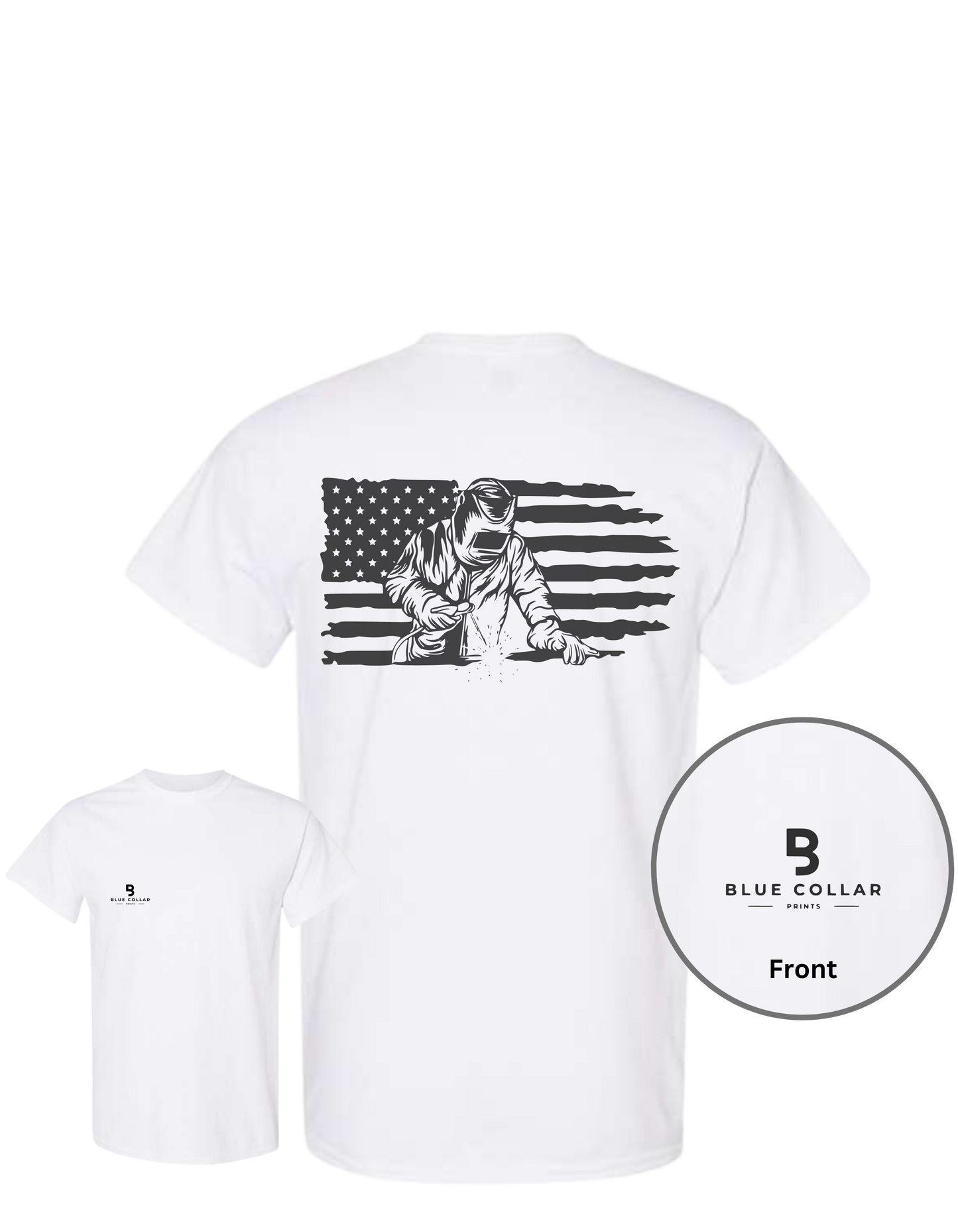 #1018-Stick Welding-Flag Short Sleeve T-Shirt