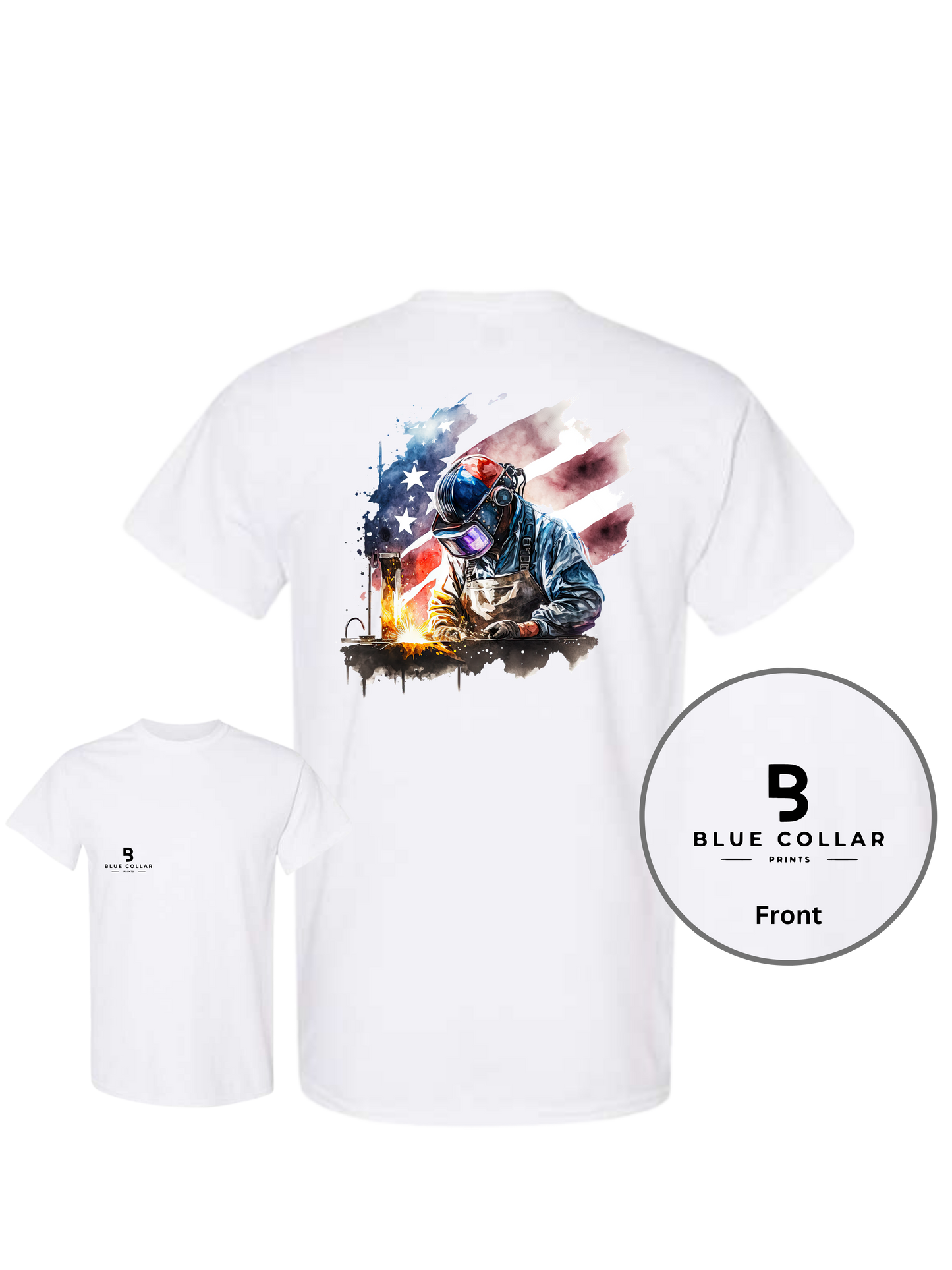 #1008-Watercolor Welder 3 Short Sleeve T-Shirt