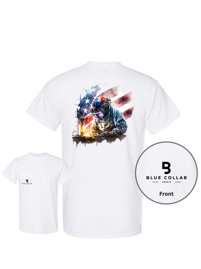 #1008-Watercolor Welder 3 Short Sleeve T-Shirt