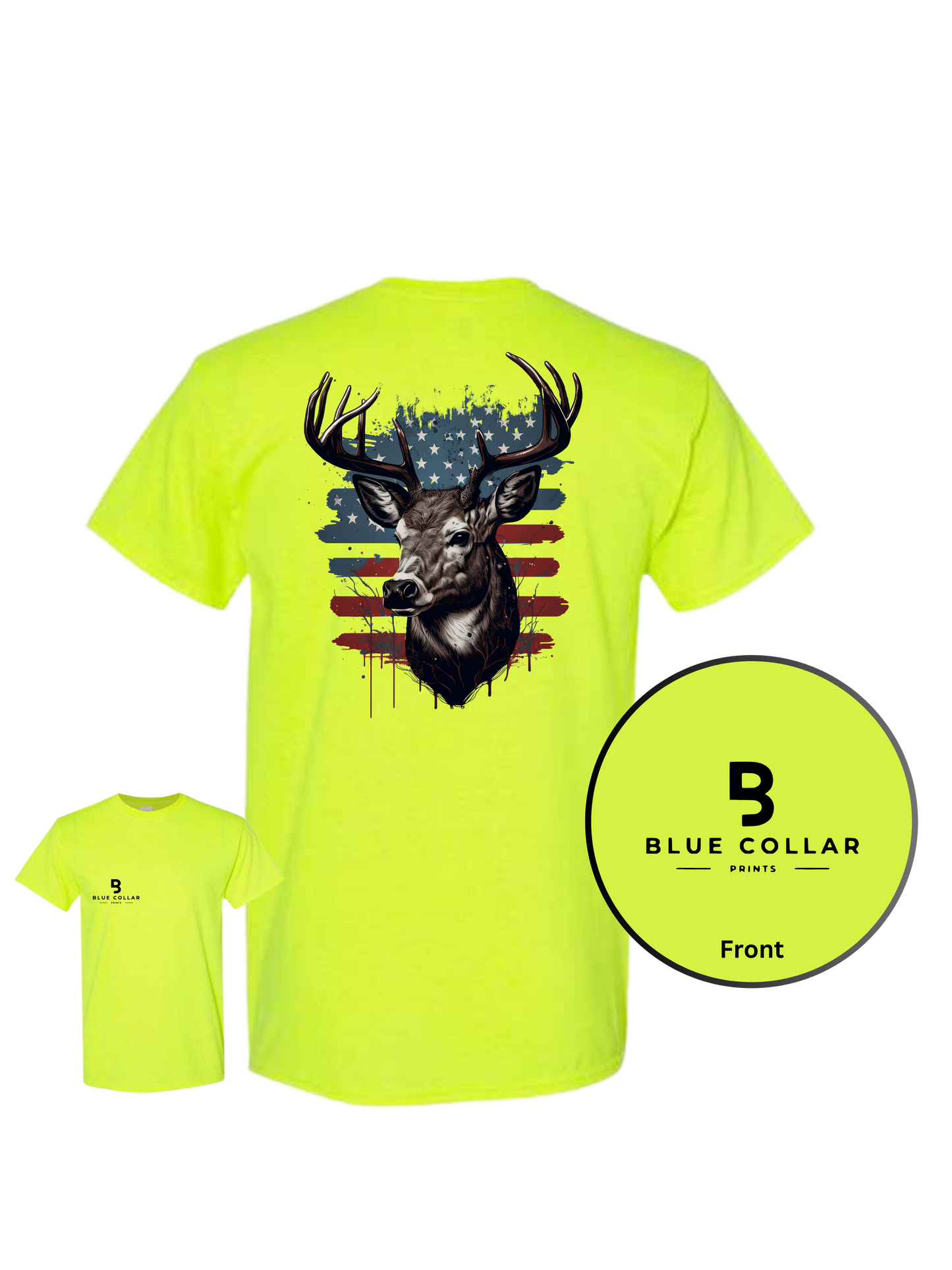 #1062-American Flag-Deer Hunting Short Sleeve T-Shirt