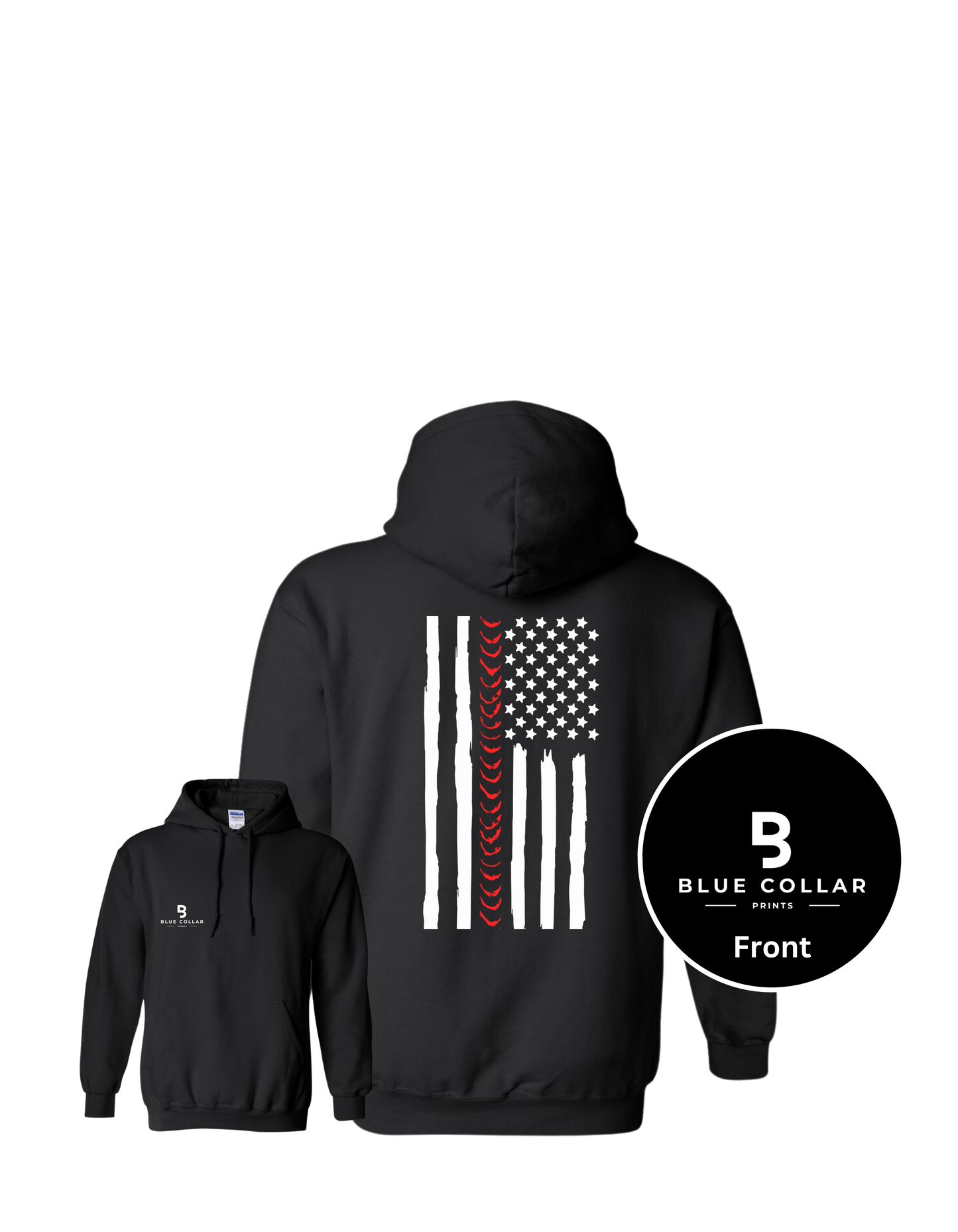#1076-Weld-Black American Flag Sweatshirt Hoodie