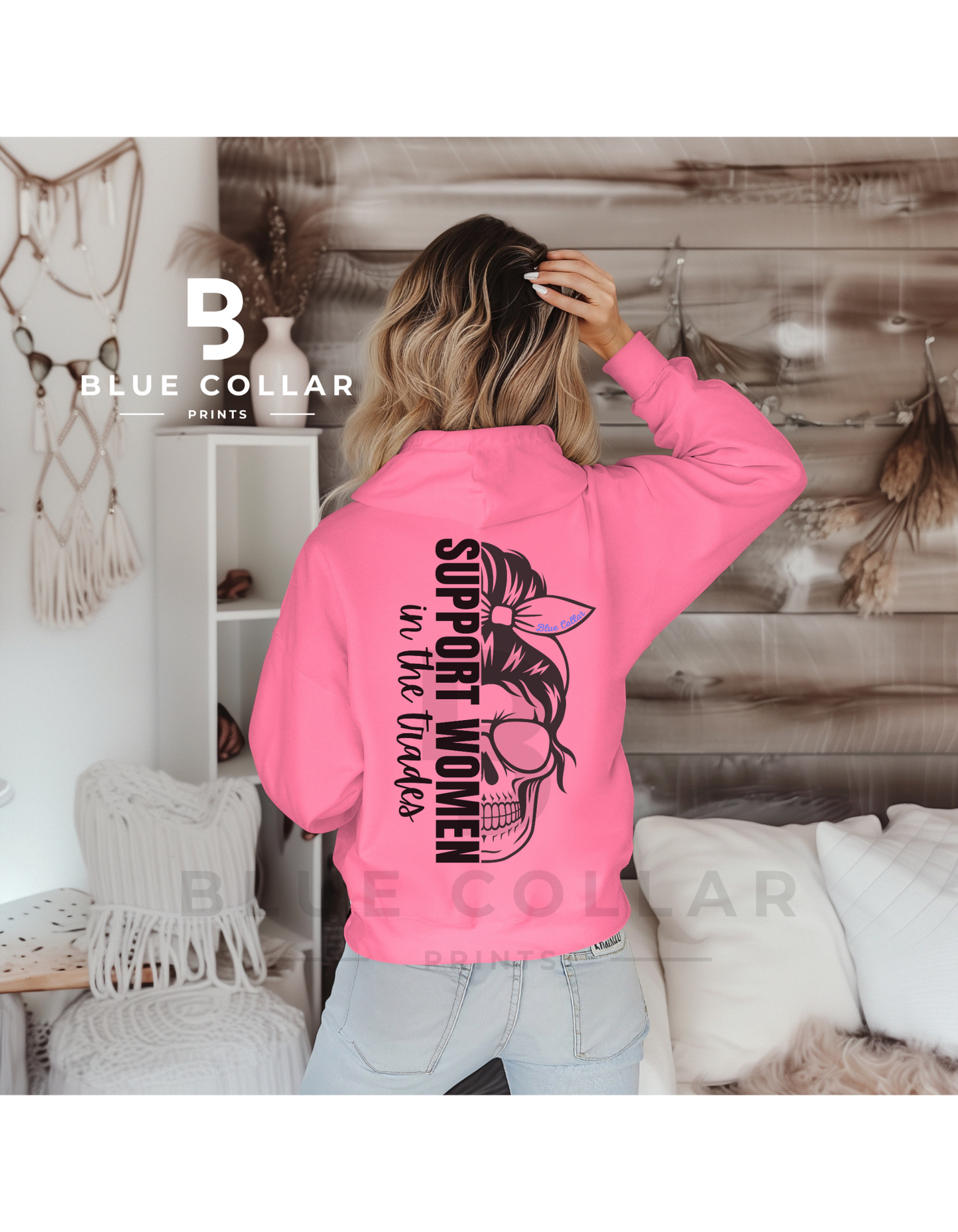 Support Women in the Trades Skull Hoodie OR T-Shirt