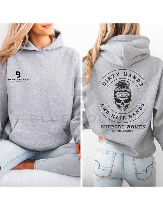 DIRTY HANDS AND HAIR BANDS SKULL Hoodie OR T-Shirt