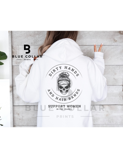 DIRTY HANDS AND HAIR BANDS SKULL Hoodie OR T-Shirt