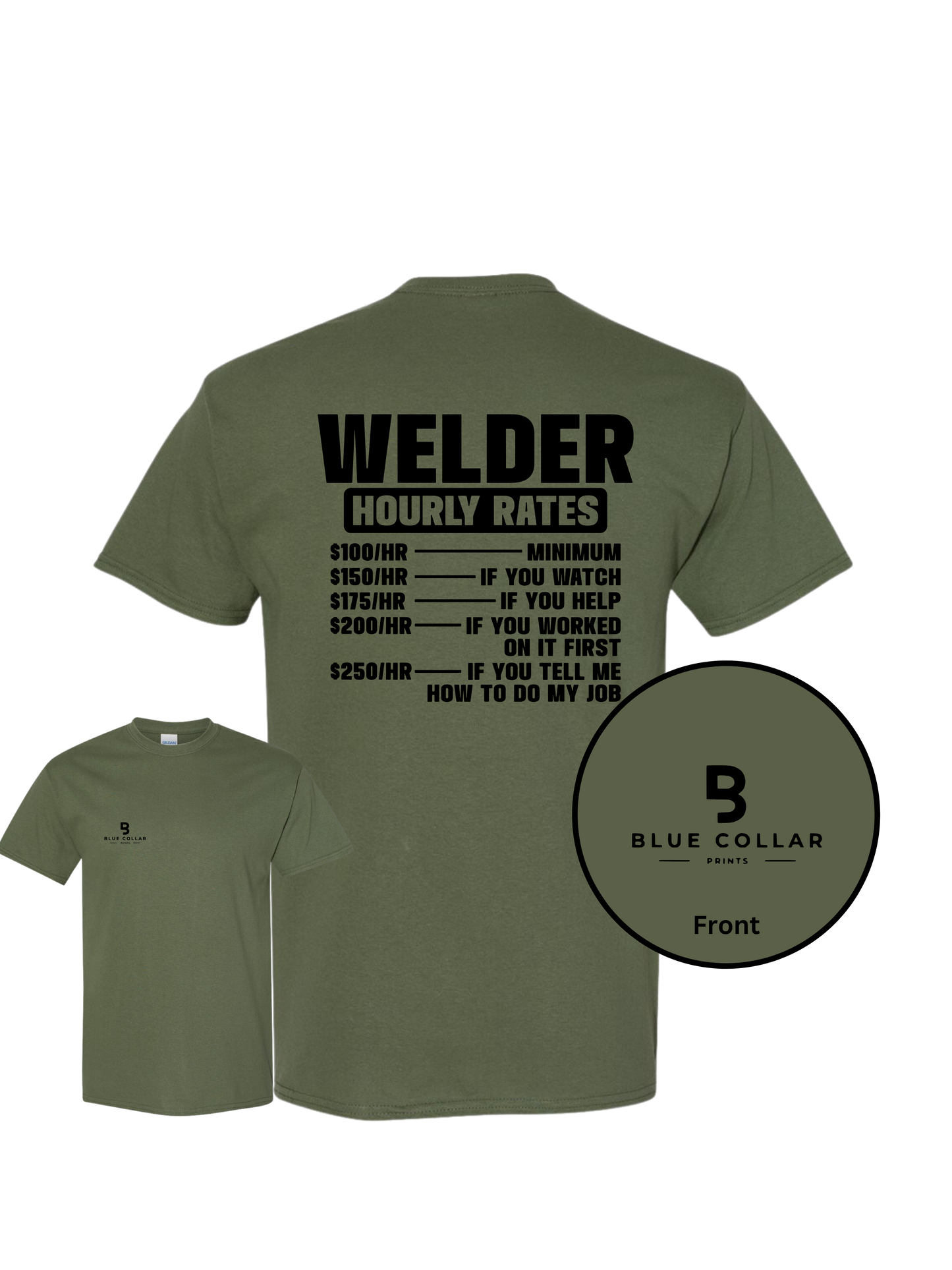 #1028-Welder Hourly Rate Short Sleeve T-Shirt