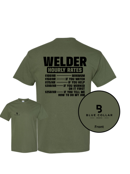 #1028-Welder Hourly Rate Short Sleeve T-Shirt