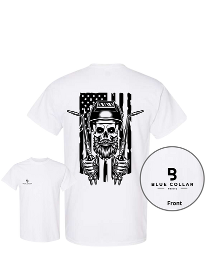 #1000-Bearded Skull Welder Short Sleeve T-Shirt