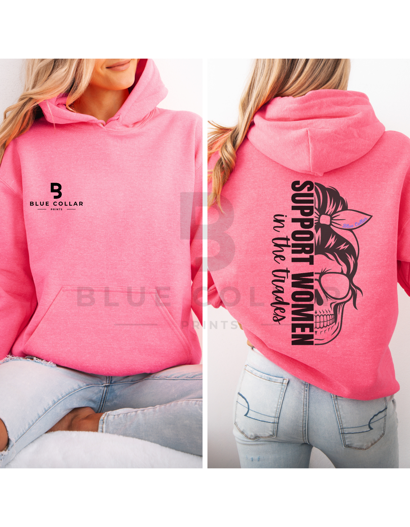 Support Women in the Trades Skull Hoodie OR T-Shirt
